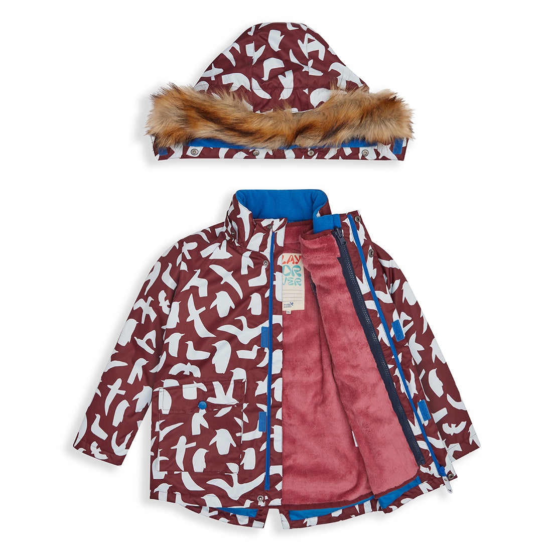 3 in 1 Waterproof Parka Jacket Burgundy