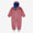 EcoSplash Waterproof Fleece Lined Puddle Suit Pink, a one-piece waterproof suit with a hood and all-over lightning bolt pattern.