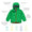 Green waterproof puffer jacket with fleece lining in the hood and body, detachable hood, and elasticated cuffs for protection.