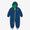 EcoSplash Waterproof Fleece Lined Puddle Suit Navy: A blue puddle suit with constellation patterns, fleece-lined hood, and yellow zip on a white background.
