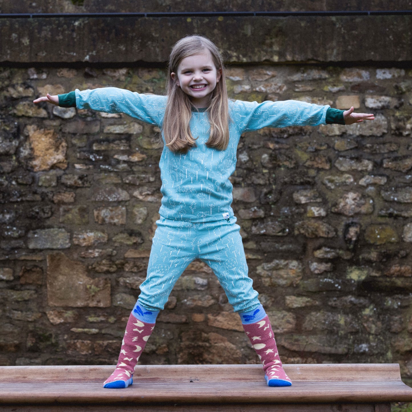 Kids Thermal Top Turquoise Forest