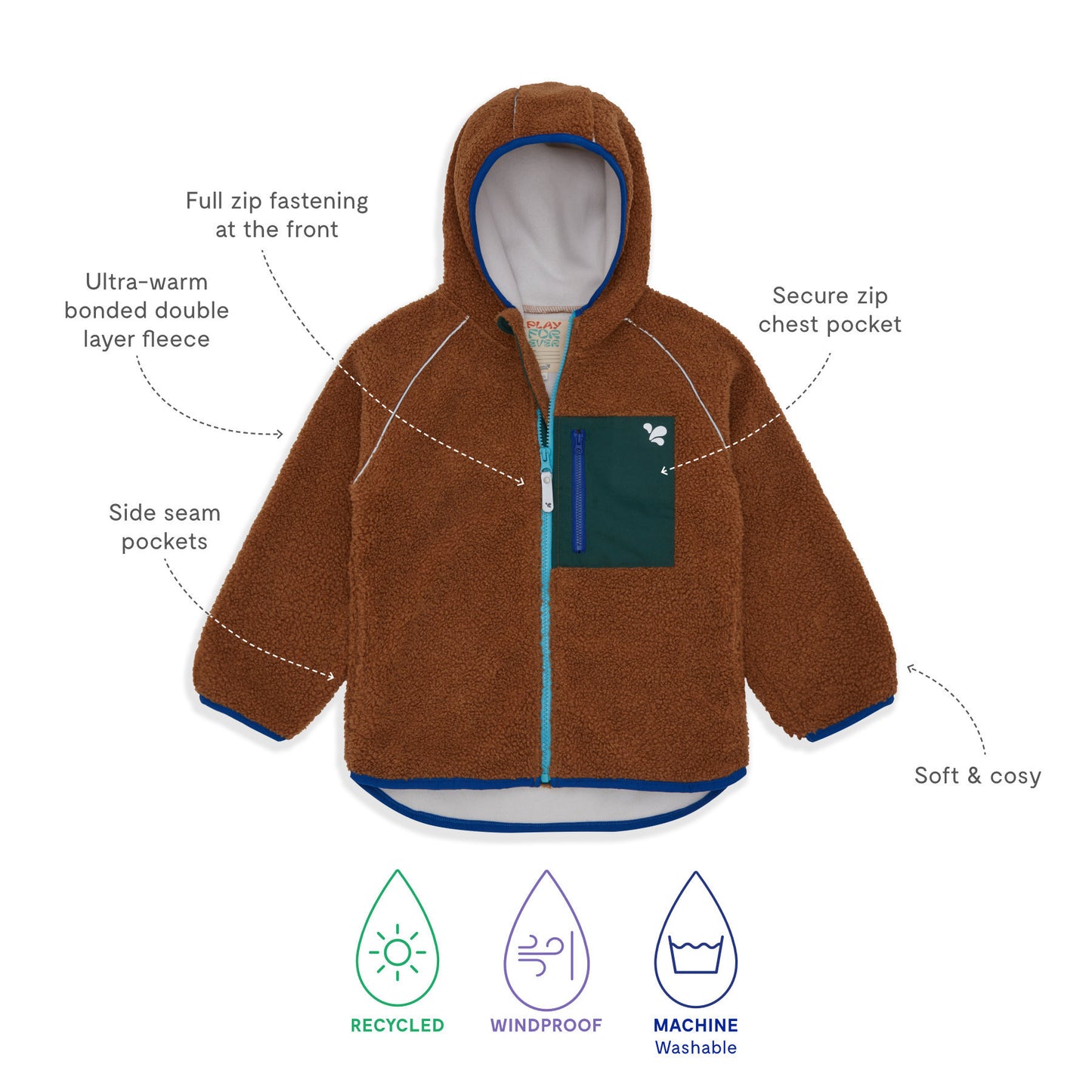 Borg Fleece Jacket Brown
