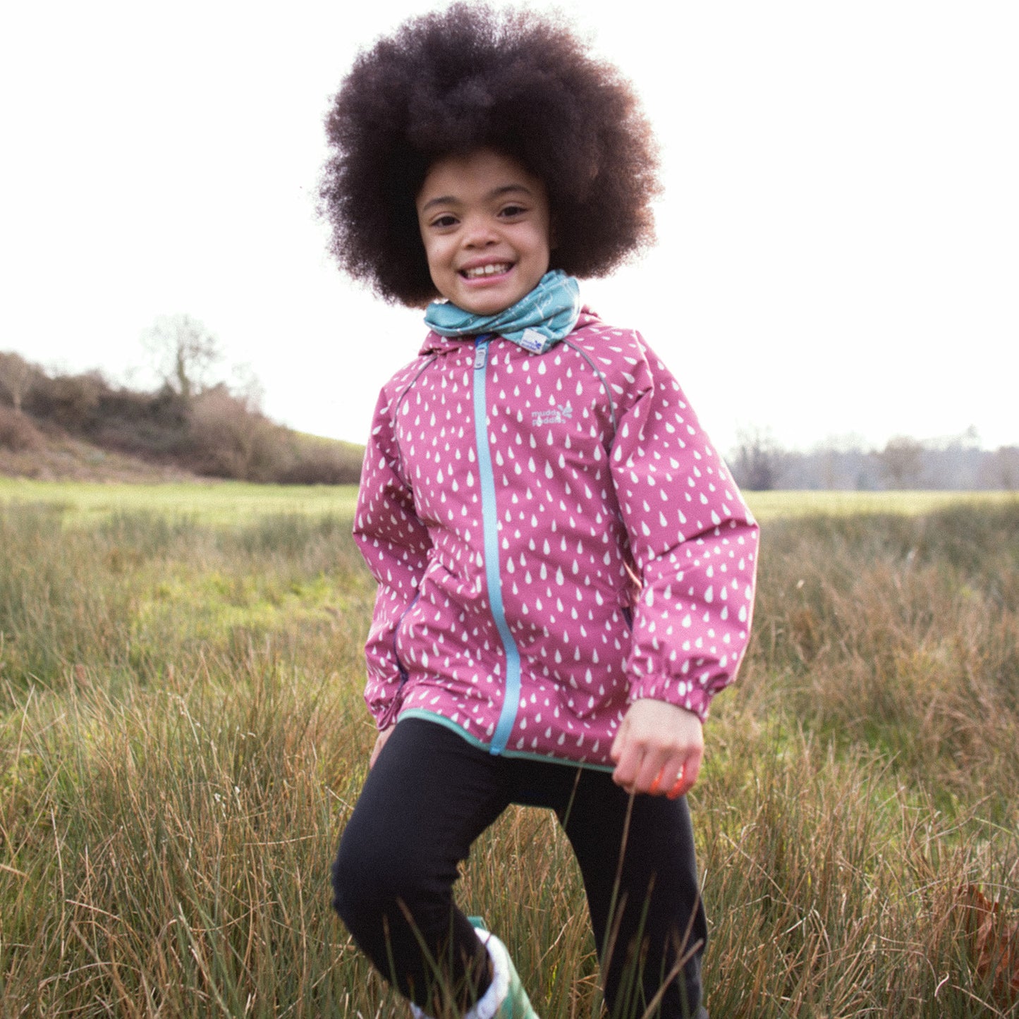 EcoSplash Waterproof Fleece Lined Jacket Pink Raindrop
