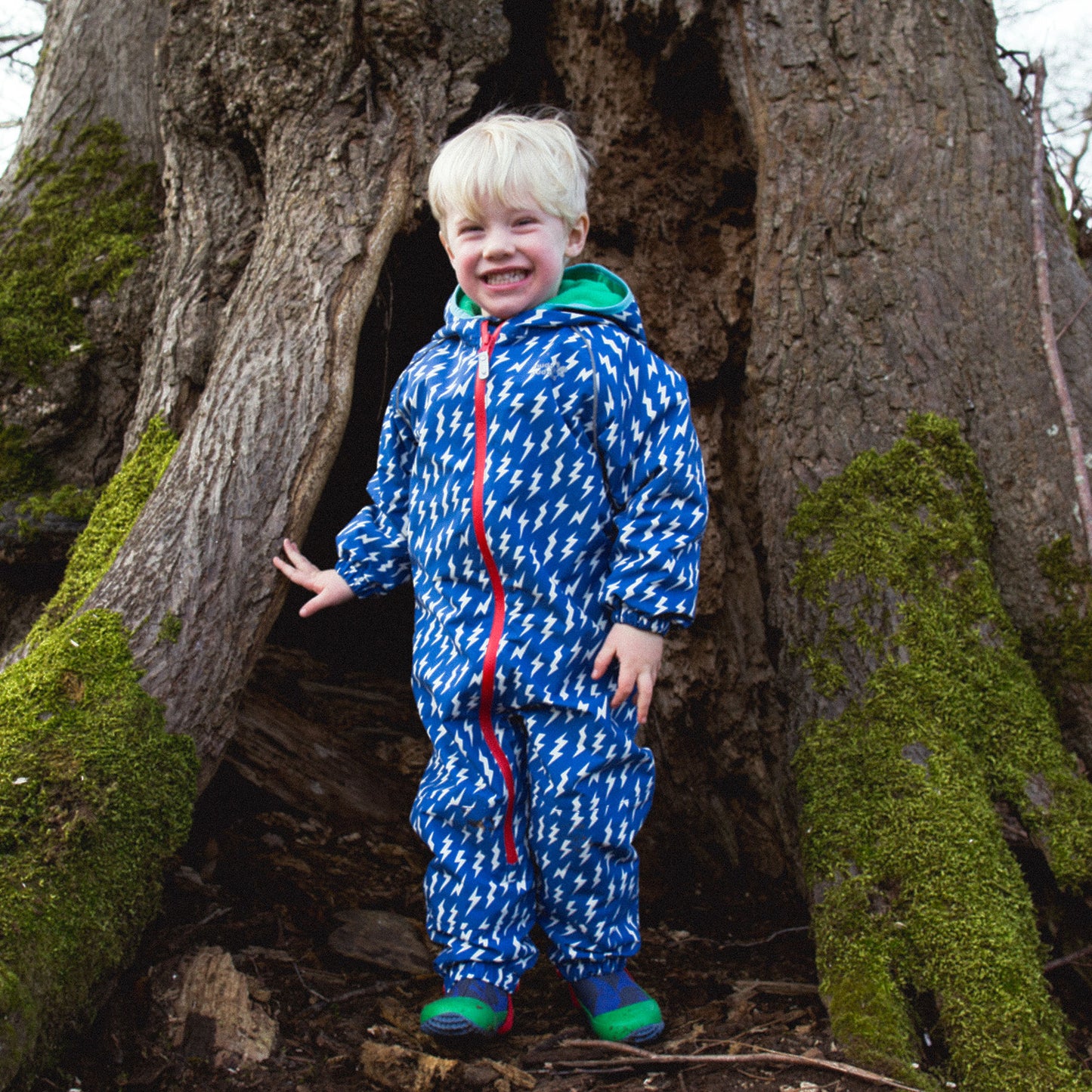 EcoSplash Waterproof Fleece Lined Puddle Suit Blue Lightning