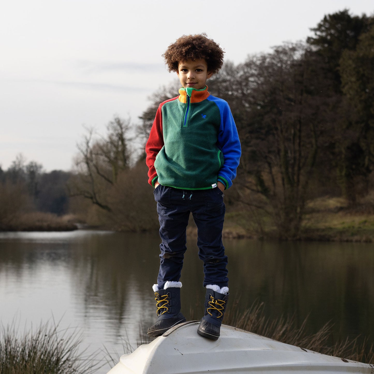 Half Zip Polar Fleece Top Green