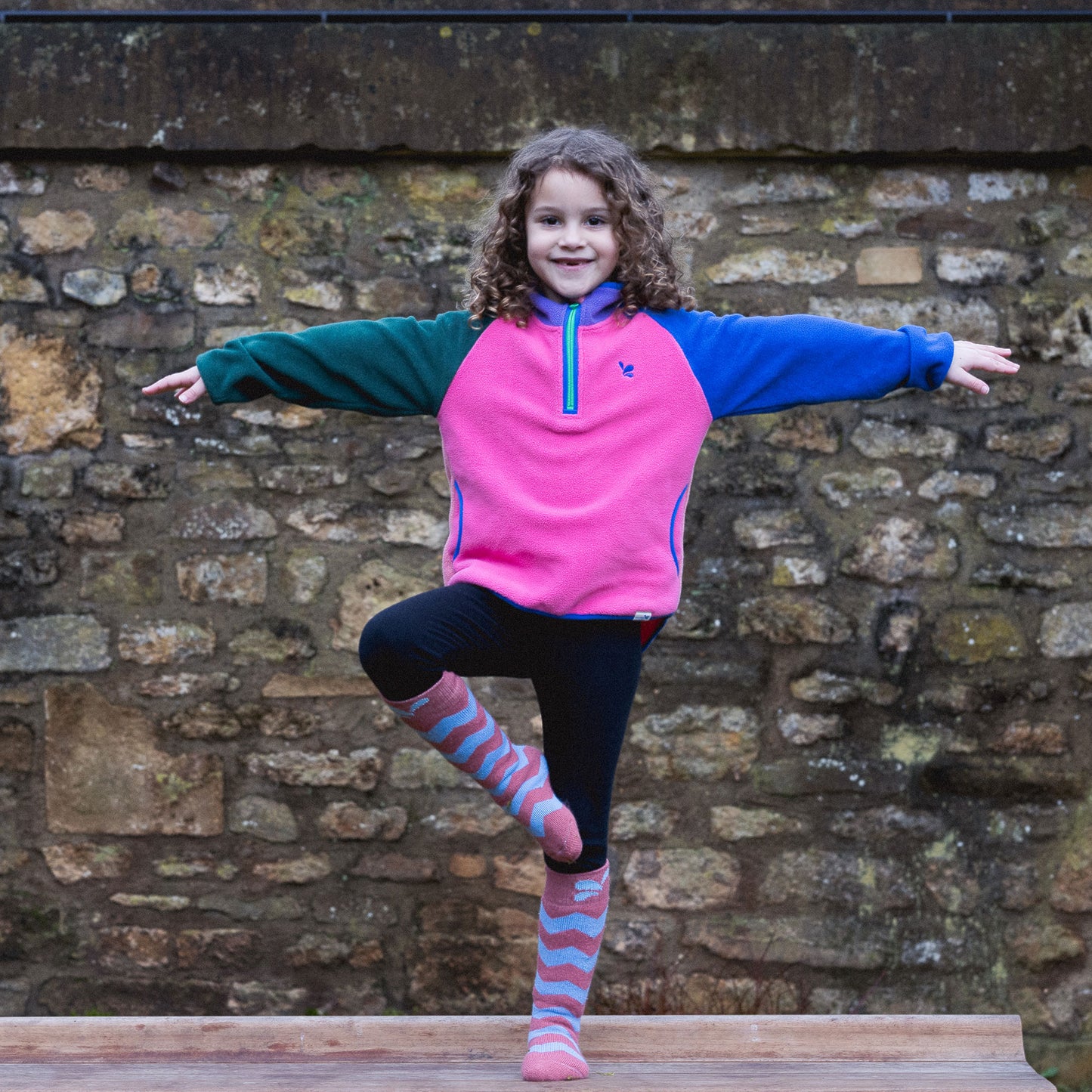 Half Zip Polar Fleece Top Pink