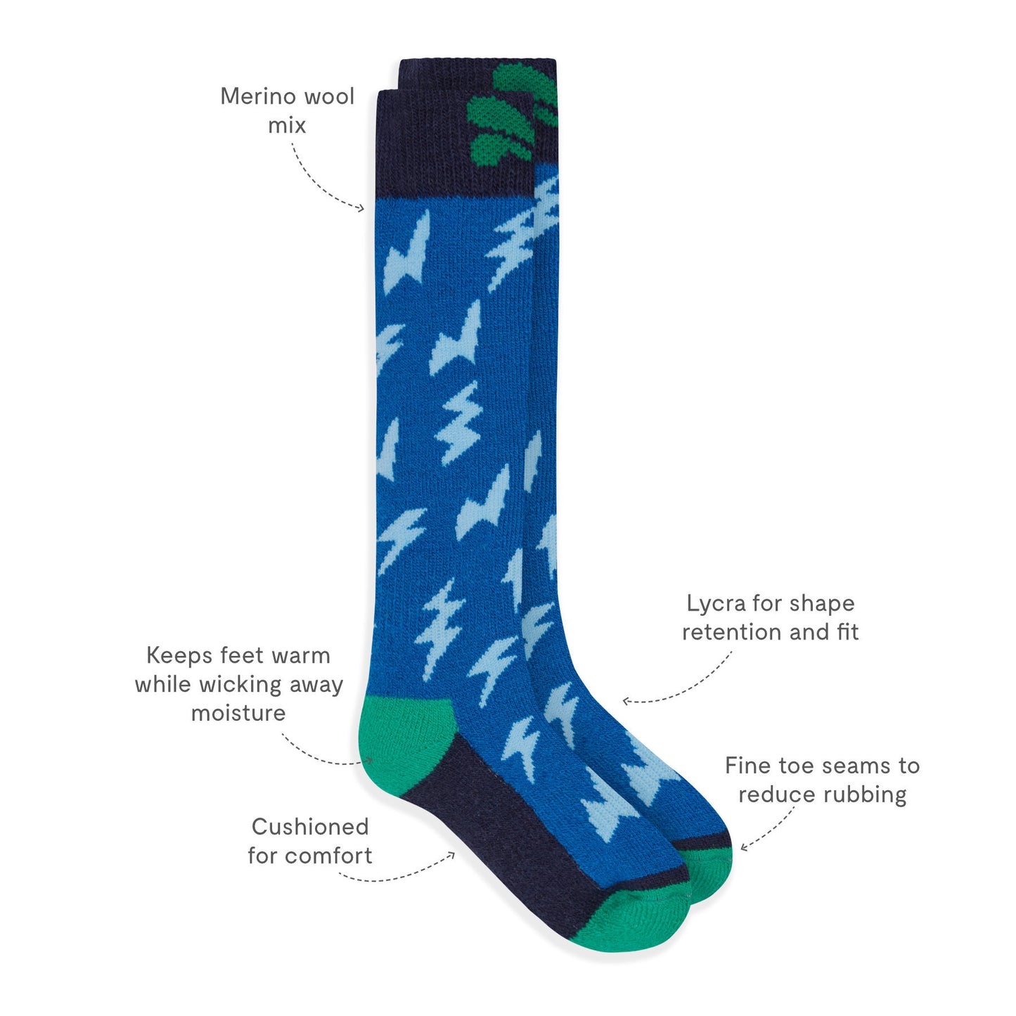 Puddlestomper Welly Socks Blue Lightning