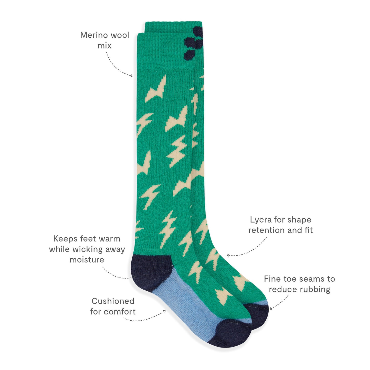Puddlestomper Welly Socks Green Lightning