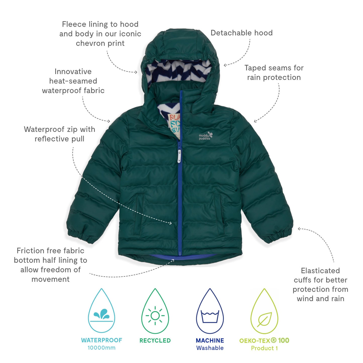 Waterproof Puffer Jacket Dark Green