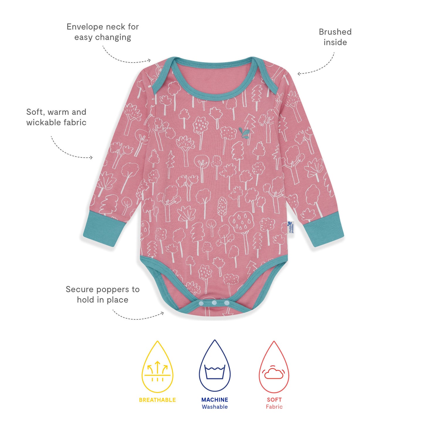 Thermal Baby Grow Pink Forest