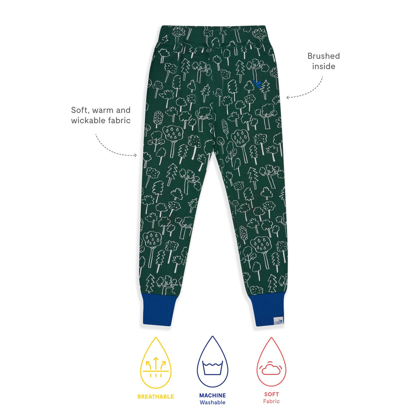 Kids Thermal Leggings Green Forest