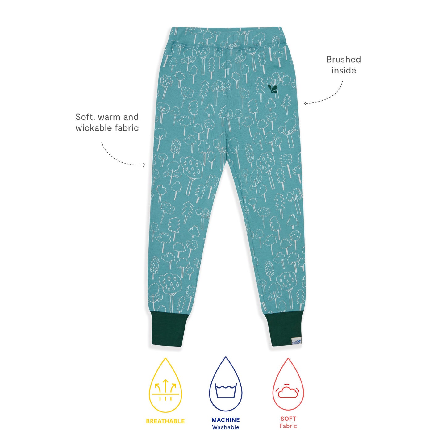 Kids Thermal Leggings Turquoise Forest