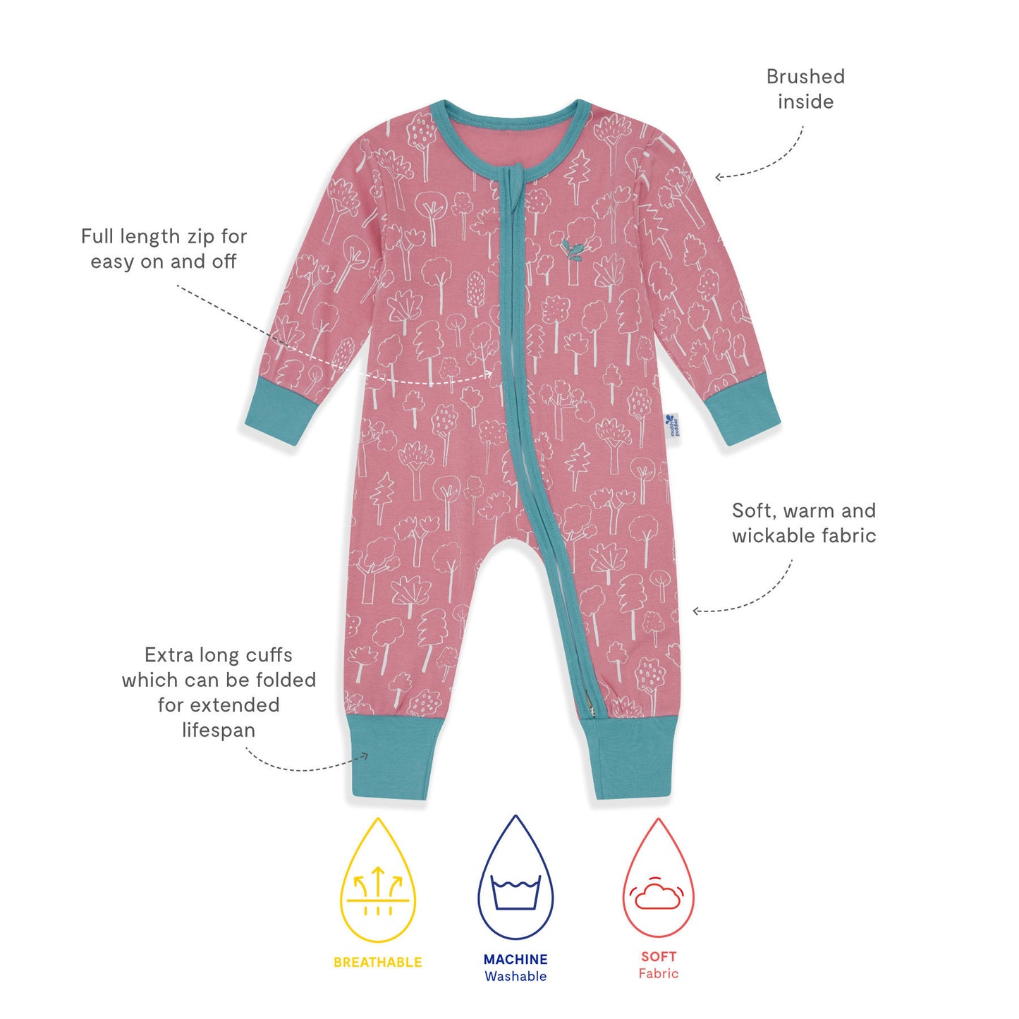 Thermal Sleepsuit Pink Forest