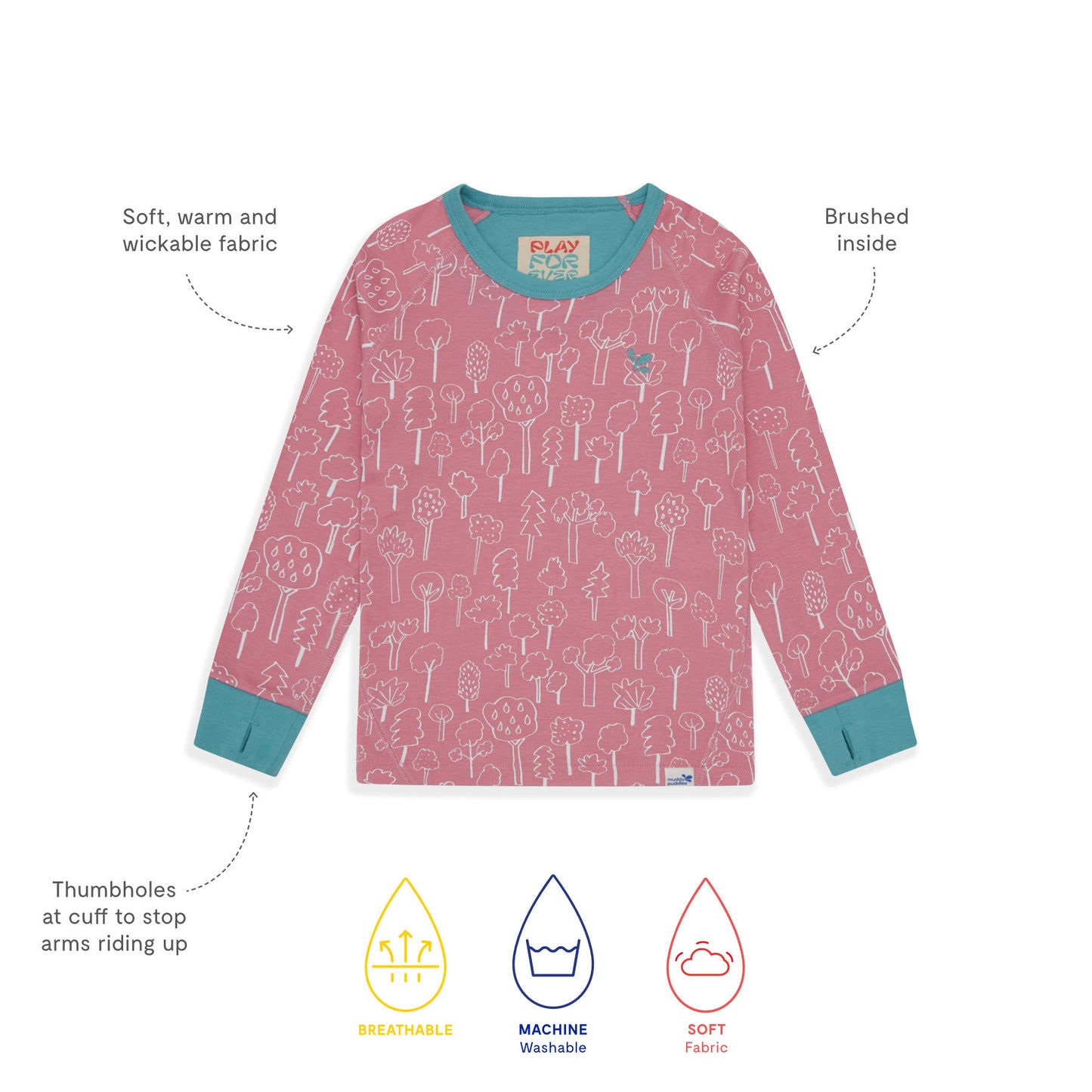 Kids Thermal Top Pink Forest