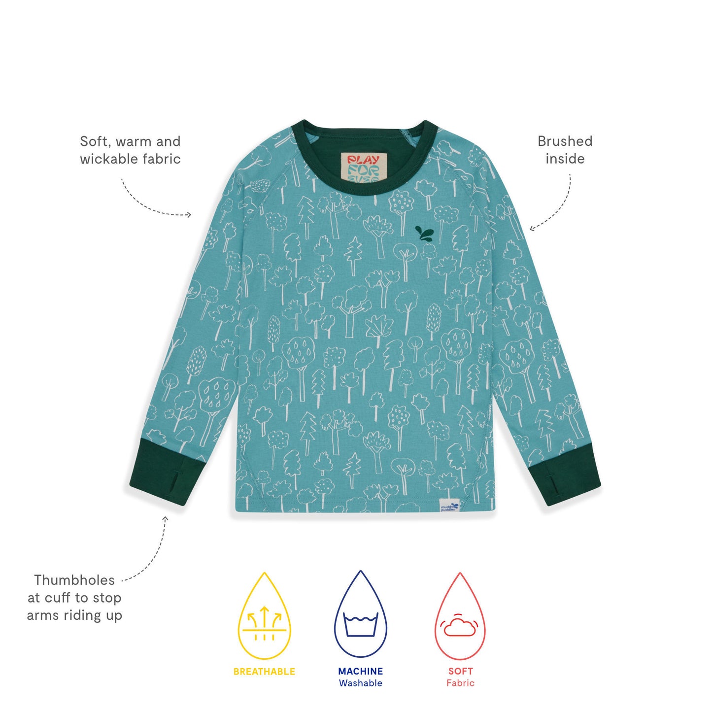 Kids Thermal Top Turquoise Forest