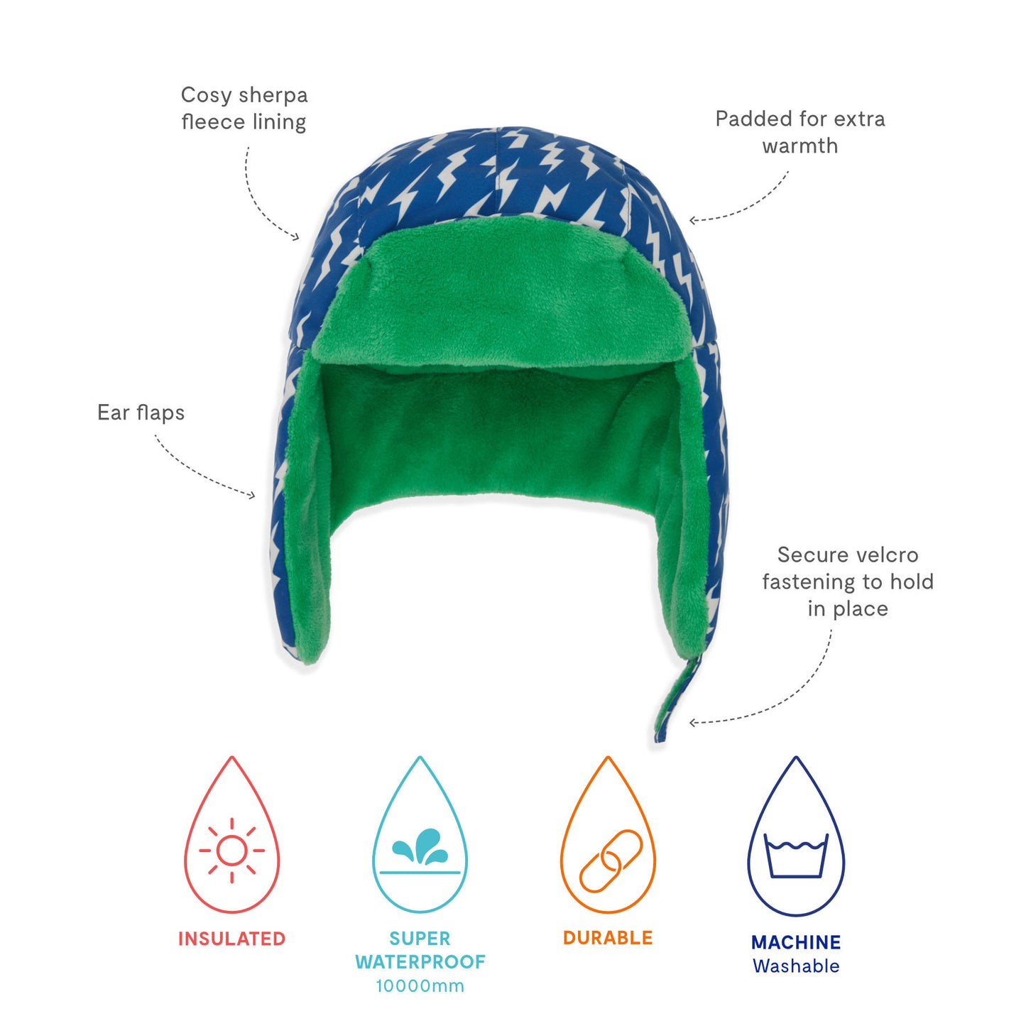 Trapper Hat Blue Lightning