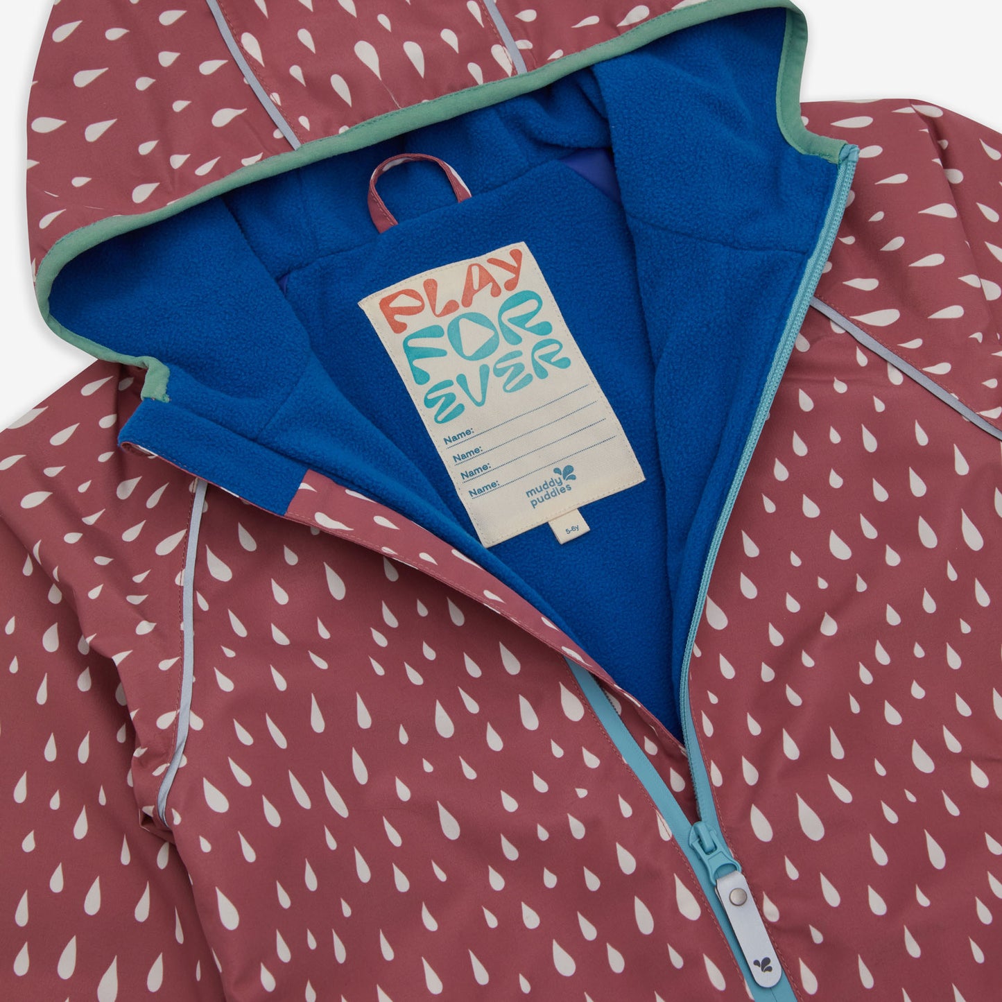 EcoSplash Waterproof Fleece Lined Jacket Pink Raindrop