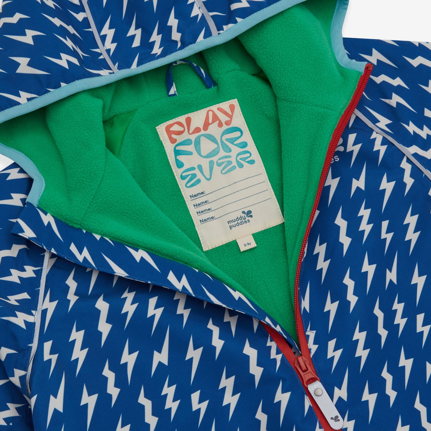 EcoSplash Waterproof Fleece Lined Puddle Suit Blue Lightning