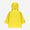 The back of a yellow Puddleflex Waterproof Fleece Lined Jacket. The coat has a hood and a few buttons at the back of the neck.