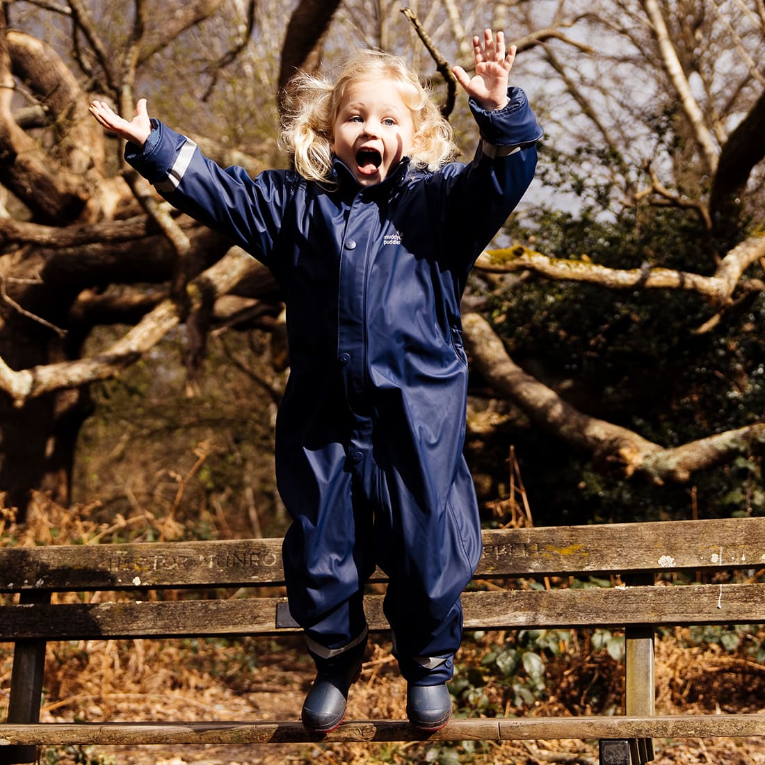 Toddler Waterproof Fleece Lined Puddle Suit Navy