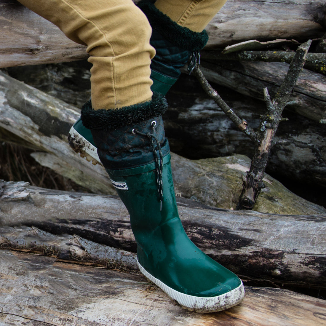 Puddleflex Fleece Lined Wellies Green
