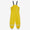 Yellow Puddleflex dungarees laid out on a white background. These are waterproof and fleece lined, designed for children.