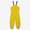 Yellow Muddy Puddles Puddleflex waterproof fleece lined dungarees on a white background, featuring black adjustable straps.