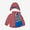 Waterproof Puffer Jacket Pink lying on a white surface with a hood detached above the jacket. The jacket is open, revealing a zig-zag patterned inner lining.