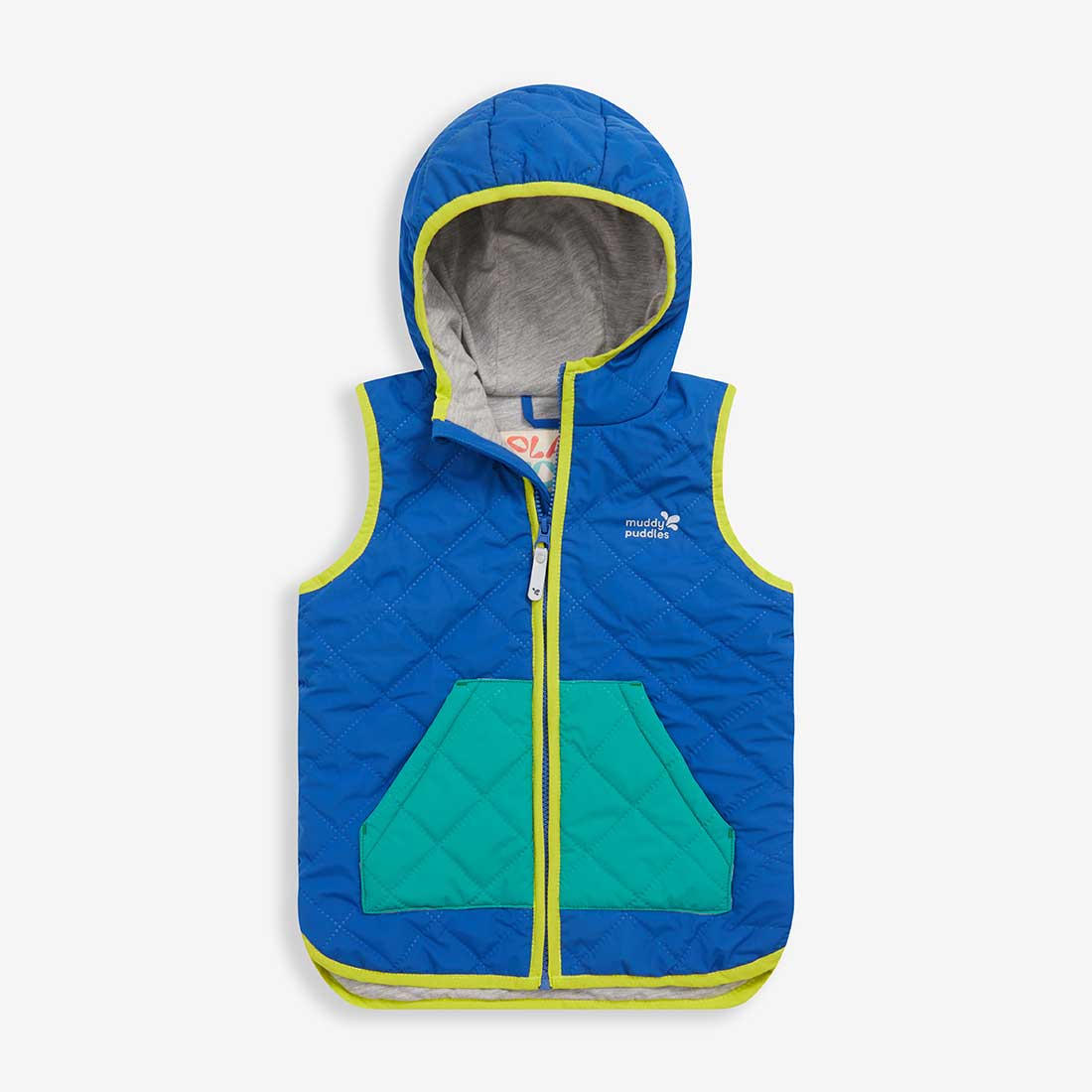 Quilted Colourblock Gilet Blue