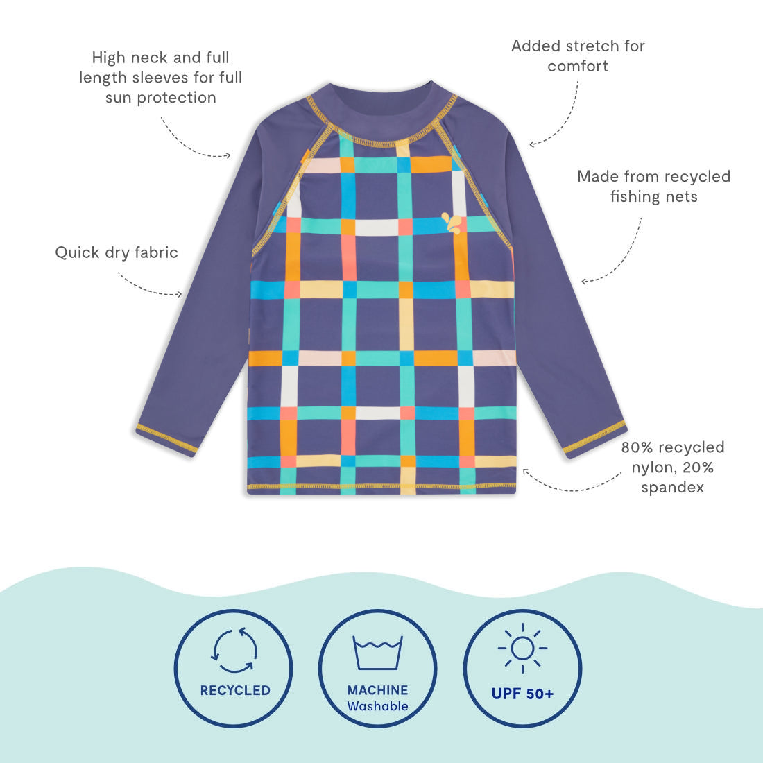 UV Protective Rash Vest Multi Check