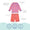 UV Protective Surf Set Pink Starfish, a two piece swimwear set with a pink starfish top and orange shorts. Recycled and UPF 50+.