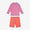 UV Protective Surf Set Pink Starfish, a two-piece swimwear set with a pink starfish-patterned top and coral shorts, perfect for sun protection.