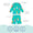 UV Protective Surf Set Green Ice Cream; a green ice cream print two piece swimming set with a long sleeved top and shorts, plus UV and recycled claims.