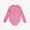 UV Protective Long Sleeve Swimsuit Pink Starfish, a pink swimsuit with a pattern of orange starfish, features long sleeves and a high neckline.