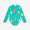 UV Protective Long Sleeve Swimsuit Green Ice Cream, a child's swimsuit patterned with ice cream cones on a green background.