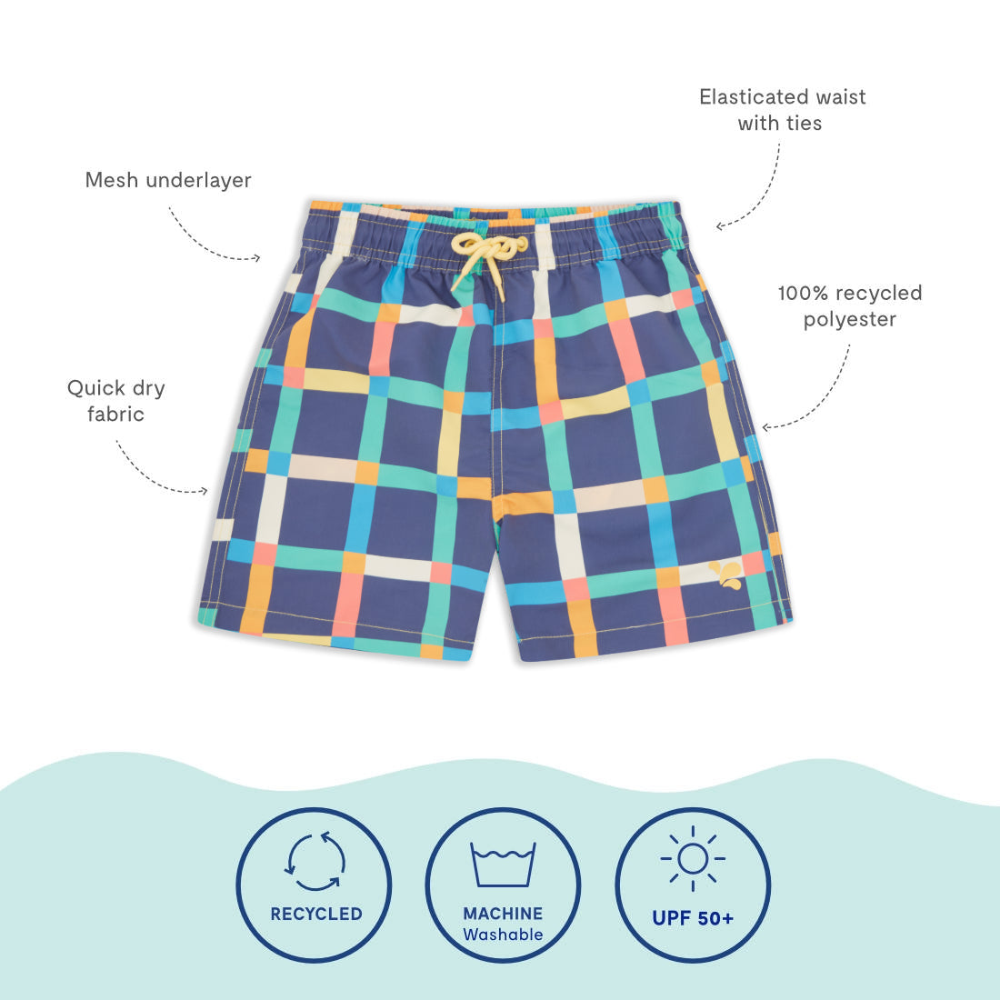 UV Protective Swim Shorts Multi Check