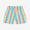 Multi-stripe UV Protective Swim Shorts. Close-up rear view of the shorts, featuring vertical colourful stripes and a back pocket.