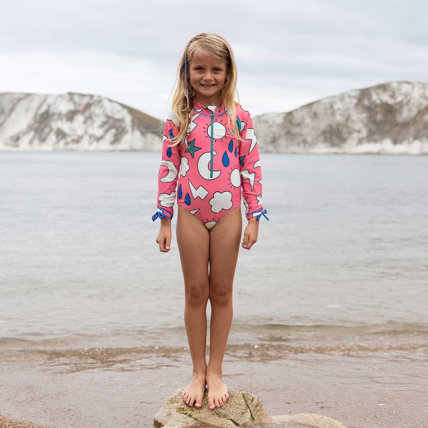 UV Protective Long Sleeve Swimsuit Pink Weather