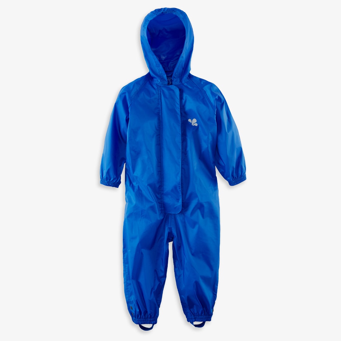 Blue Originals Waterproof Puddle Suit, a full-body waterproof garment with a hood, designed to protect children from wet weather.
