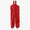 Red Originals Waterproof Dungarees, hanging against a white background. The dungarees have straps and adjustable buckles.