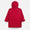 Puddleflex Waterproof Fleece Lined Jacket in red. A vibrant coat with a hood, viewed from the back.