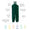 Originals Waterproof Dungarees Green with labels highlighting features like waterproof and breathable fabric, easy fastening buckles, etc.