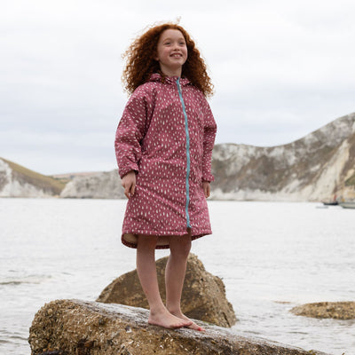 Waterproof Changing Robe Pink Raindrop