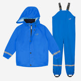 Rainy Day Waterproof Jacket and Dungarees Set Blue