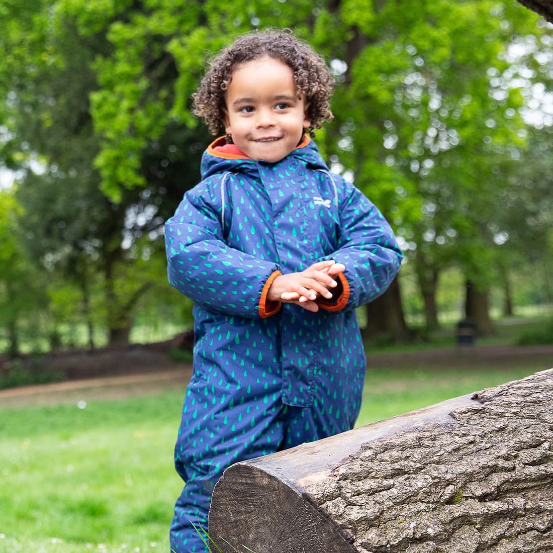 EcoWarm Waterproof Puddle Suit Navy Raindrop