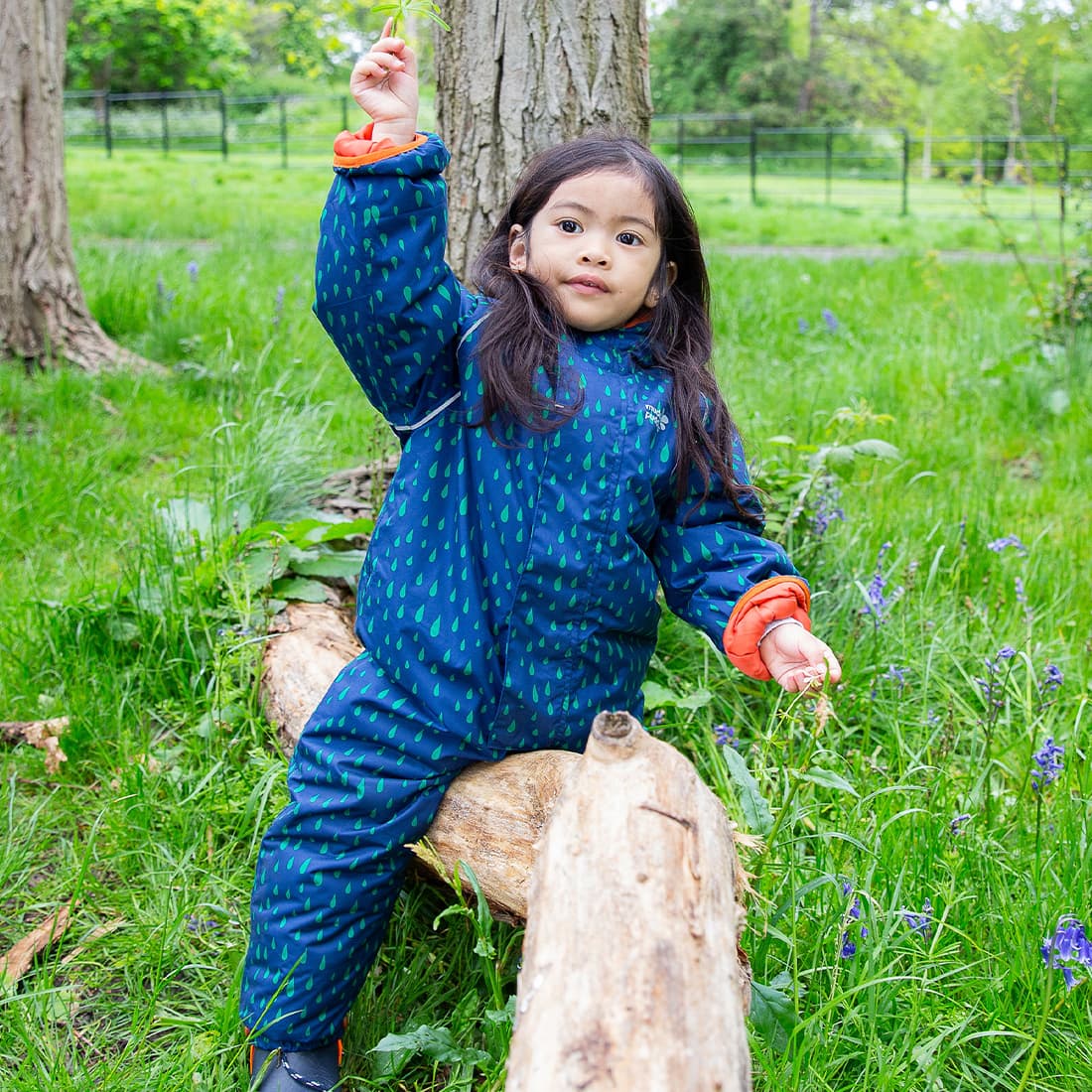 EcoWarm Waterproof Puddle Suit Navy Raindrop