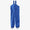Blue Originals Waterproof Dungarees. Close-up studio shot of waterproof over trousers with adjustable straps and foot stirrups.