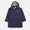 Navy Puddleflex Waterproof Fleece Lined Jacket, a long-sleeved raincoat with a lined hood on a white background.