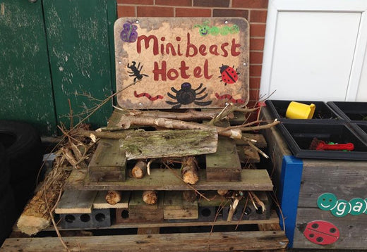 close up of a homemade minibeast hotel