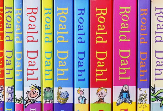 close up of colourful roald dahl books